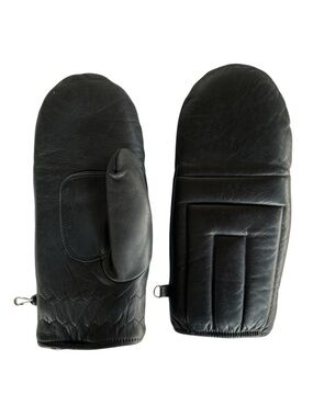 Grandoe Gloves Mittens Black Leather Foam Fleece Lining Outdoor Men Size Medium